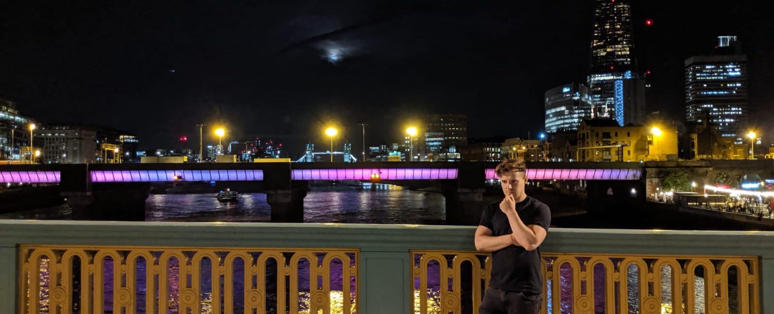 Michael Caley web developer on a bridge